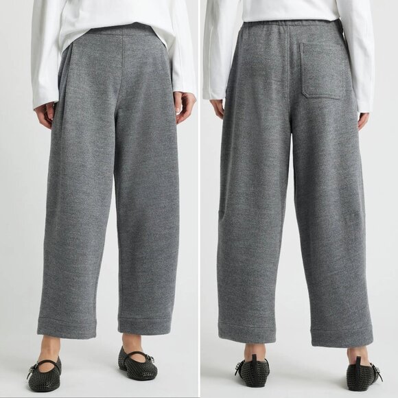 COS Pants - COS Lantern Barrel Leg Pull-on PANTS Size L Grey Boiled Wool Blend Pockets NEW